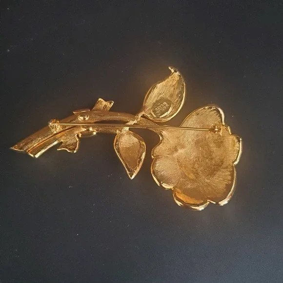 Nolan‎ Miller Brooch Large Pave Rhinestone Rose Flower Glamour Collection IOB